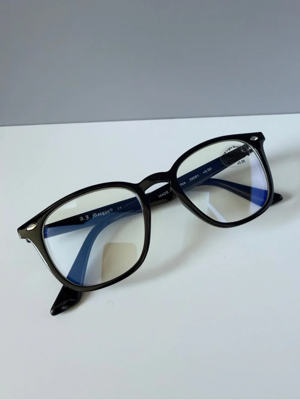 ASOS AJ Morgan black wayfarer style classic blue light blocking eyeglasses